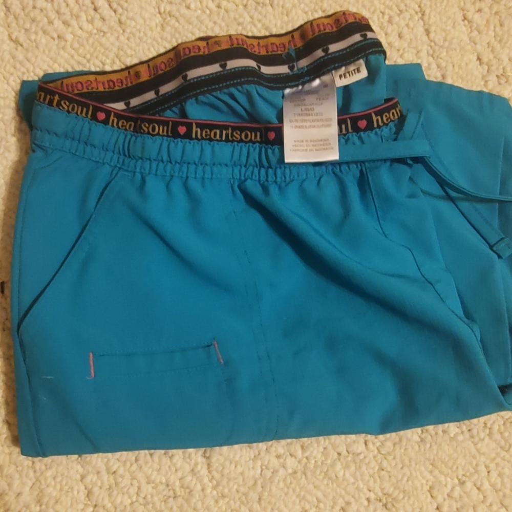Teal Scrub Pants - Heartsoul - Large Petite